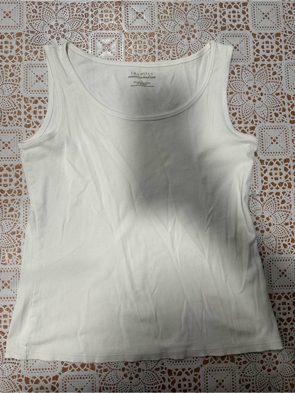 Talbots Weekend Tank Top Size L White Stretch Cotton Scoop Neck